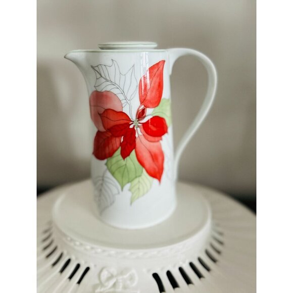 Block Spal Poinsettia Coffee Pot by Mary Lee Garten 10" - Picture 4 of 11